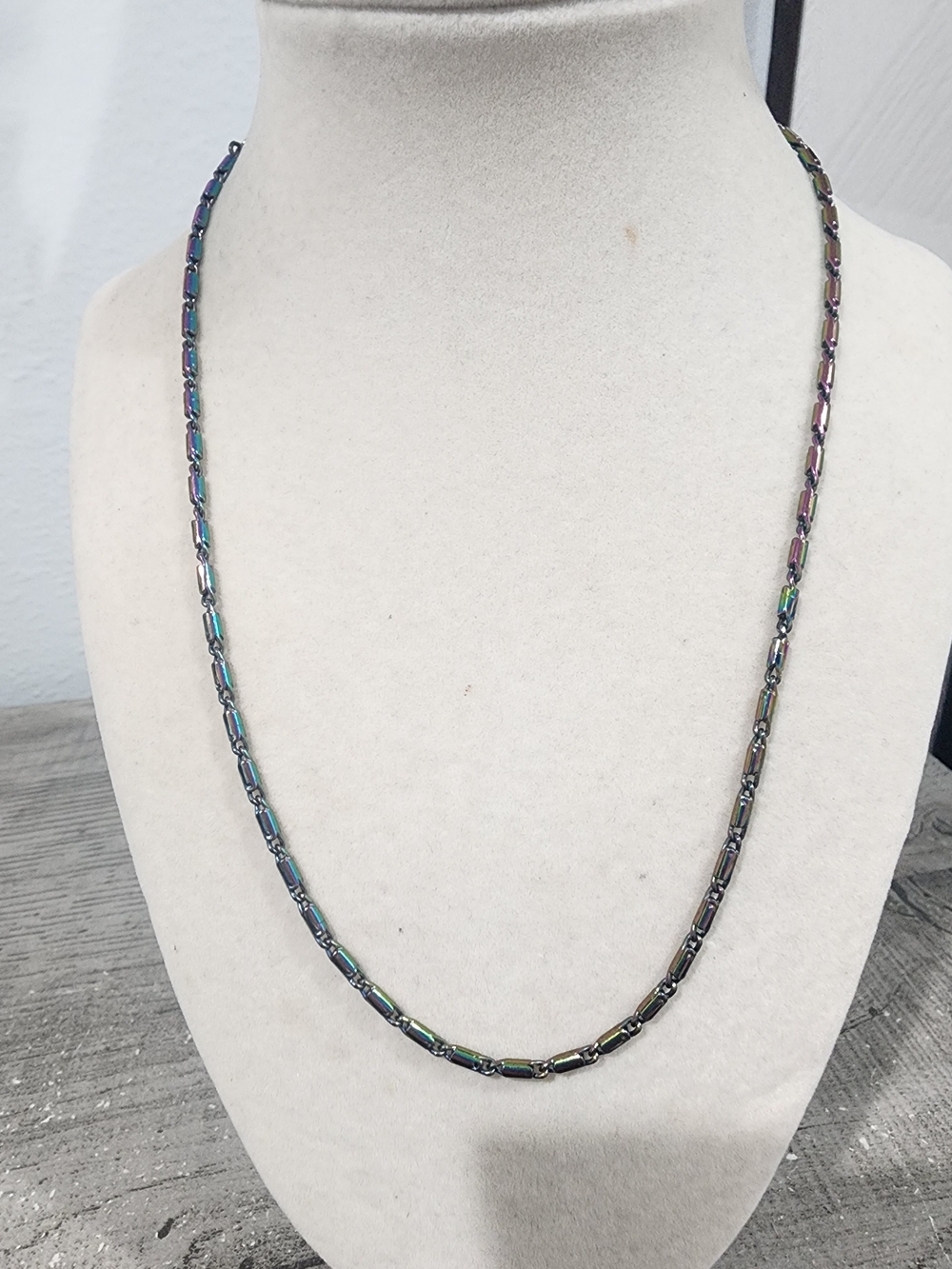 Iridescent Hematite Beaded Chain Necklace - Women's Jewelry